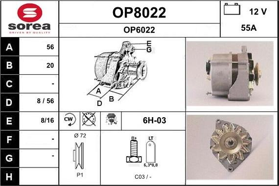 SNRA OP8022 - Alternator autospares.lv