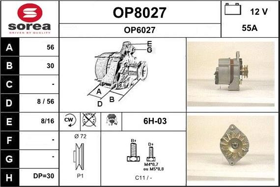 SNRA OP8027 - Alternator autospares.lv