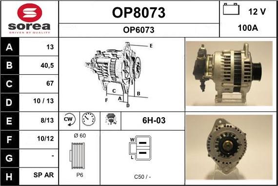 SNRA OP8073 - Alternator autospares.lv