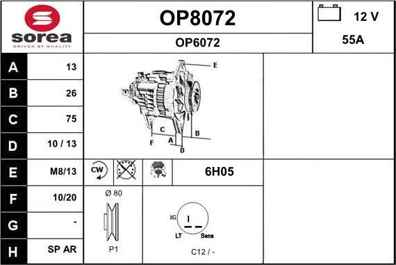 SNRA OP8072 - Alternator autospares.lv