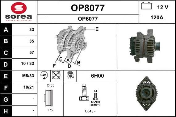 SNRA OP8077 - Alternator autospares.lv