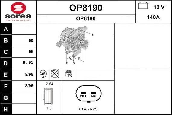 SNRA OP8190 - Alternator autospares.lv