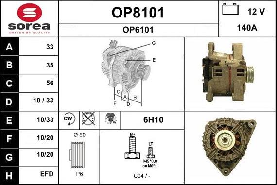 SNRA OP8101 - Alternator autospares.lv