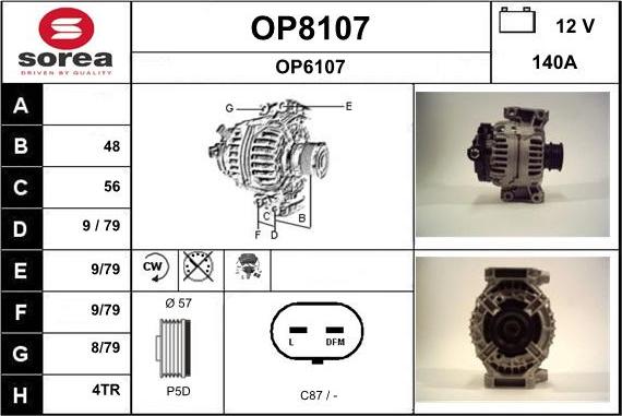 SNRA OP8107 - Alternator autospares.lv
