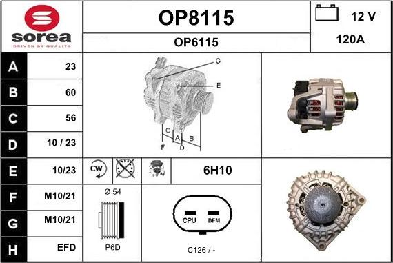 SNRA OP8115 - Alternator autospares.lv