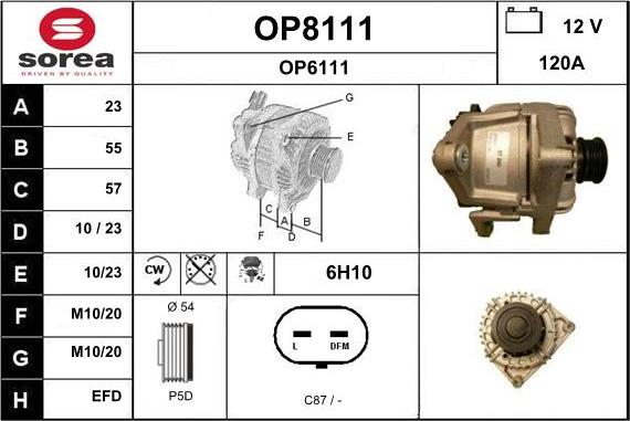 SNRA OP8111 - Alternator autospares.lv