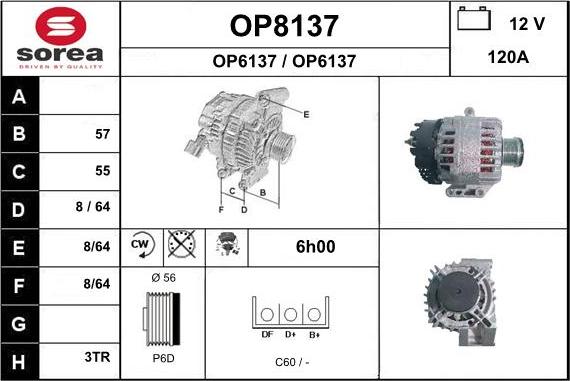 SNRA OP8137 - Alternator autospares.lv
