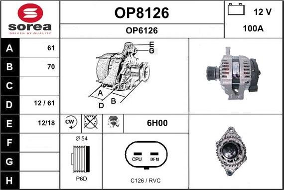 SNRA OP8126 - Alternator autospares.lv