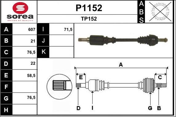 SNRA P1152 - Drive Shaft autospares.lv