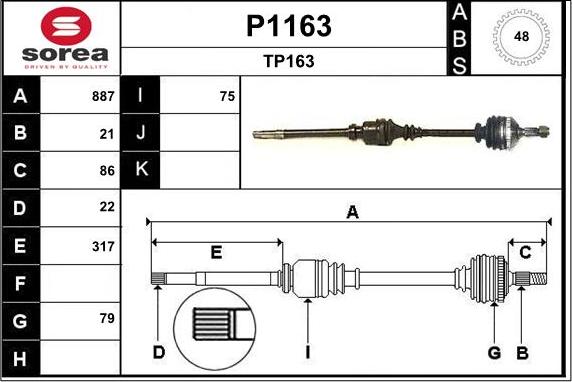 SNRA P1163 - Drive Shaft autospares.lv