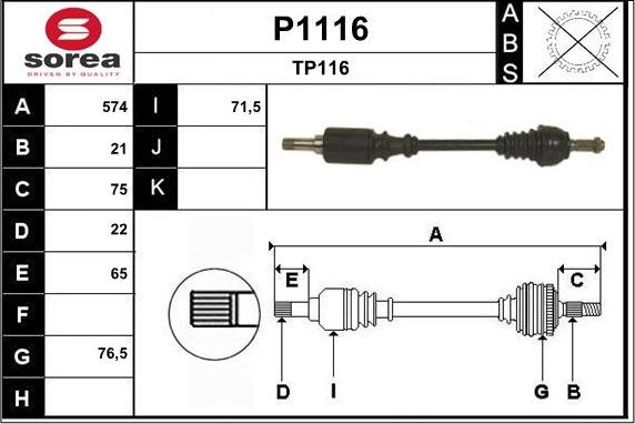 SNRA P1116 - Drive Shaft autospares.lv