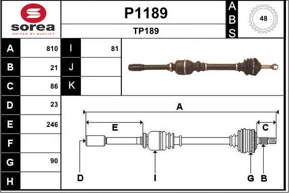 SNRA P1189 - Drive Shaft autospares.lv