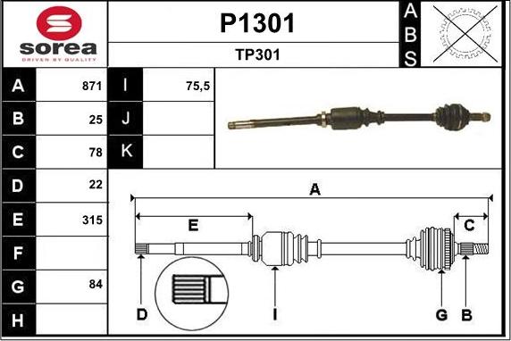 SNRA P1301 - Drive Shaft autospares.lv