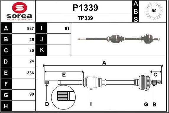 SNRA P1339 - Drive Shaft autospares.lv