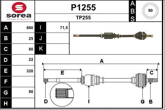 SNRA P1255 - Drive Shaft autospares.lv