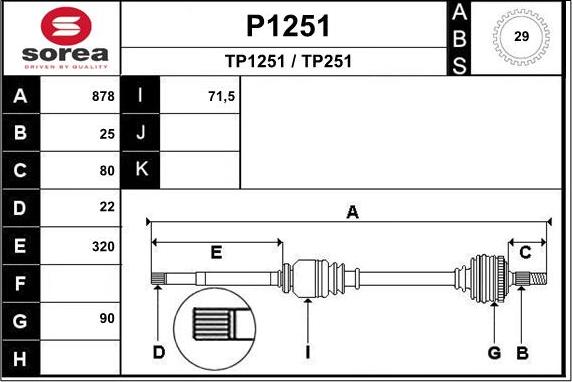 SNRA P1251 - Drive Shaft autospares.lv