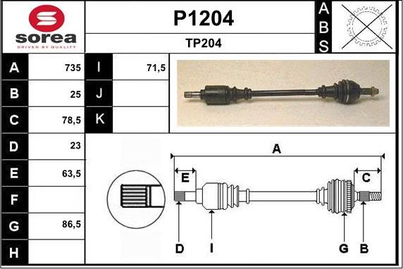 SNRA P1204 - Drive Shaft autospares.lv