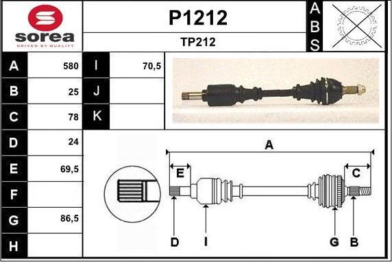 SNRA P1212 - Drive Shaft autospares.lv