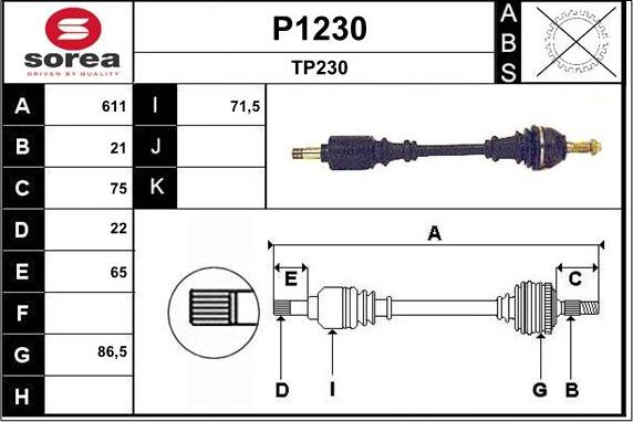 SNRA P1230 - Drive Shaft autospares.lv