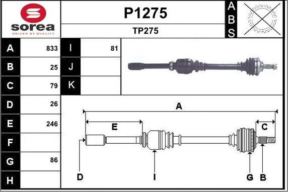 SNRA P1275 - Drive Shaft autospares.lv