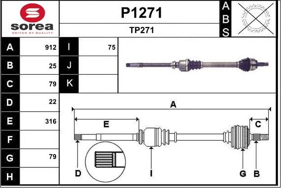 SNRA P1271 - Drive Shaft autospares.lv