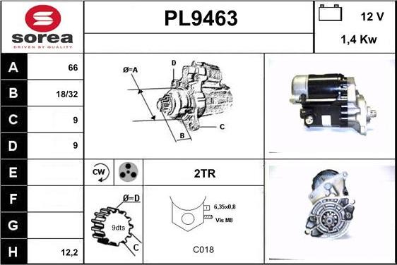 SNRA PL9463 - Starter autospares.lv
