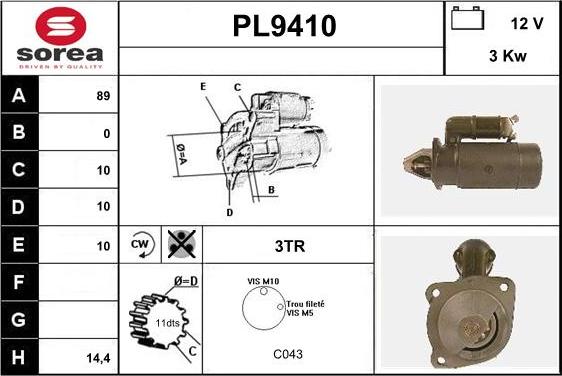SNRA PL9410 - Starter autospares.lv