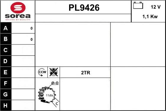 SNRA PL9426 - Starter autospares.lv