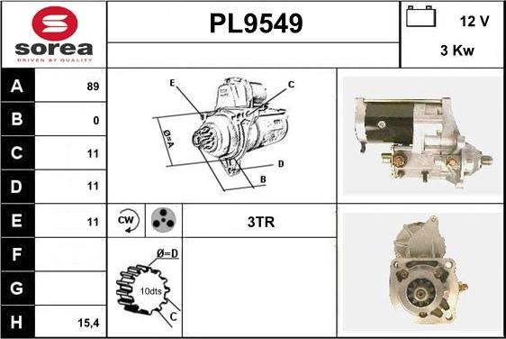 SNRA PL9549 - Starter autospares.lv