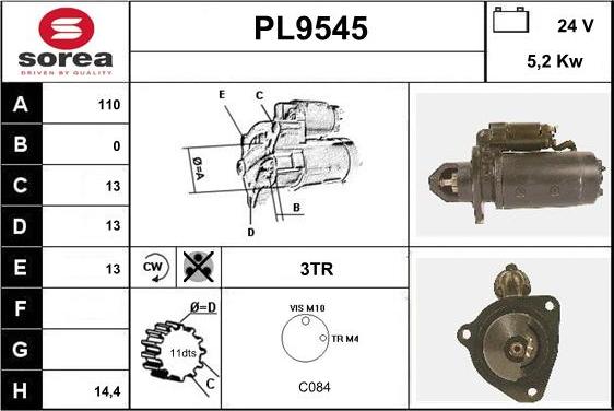 SNRA PL9545 - Starter autospares.lv