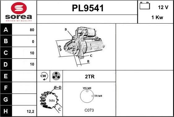 SNRA PL9541 - Starter autospares.lv