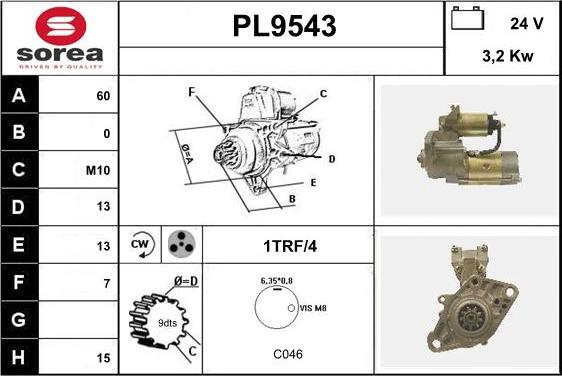 SNRA PL9543 - Starter autospares.lv