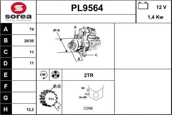 SNRA PL9564 - Starter autospares.lv