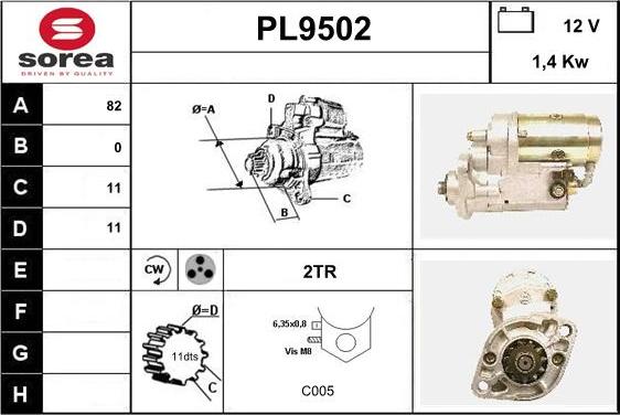 SNRA PL9502 - Starter autospares.lv