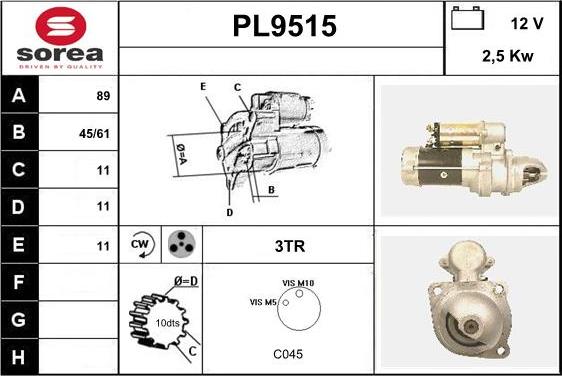 SNRA PL9515 - Starter autospares.lv