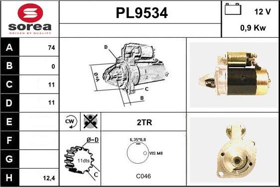 SNRA PL9534 - Starter autospares.lv