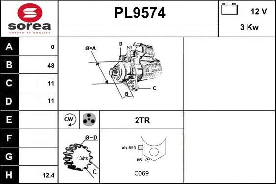 SNRA PL9574 - Starter autospares.lv