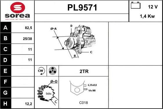 SNRA PL9571 - Starter autospares.lv