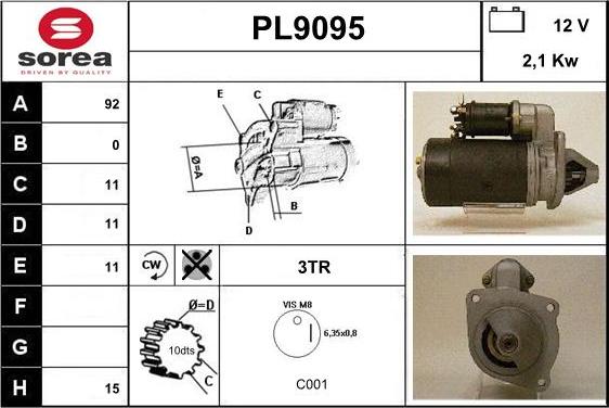 SNRA PL9095 - Starter autospares.lv