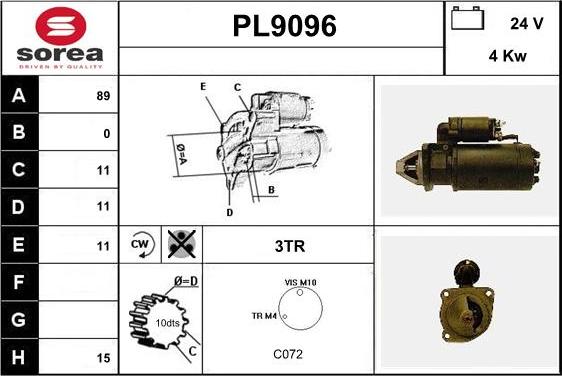 SNRA PL9096 - Starter autospares.lv