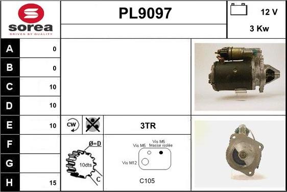 SNRA PL9097 - Starter autospares.lv