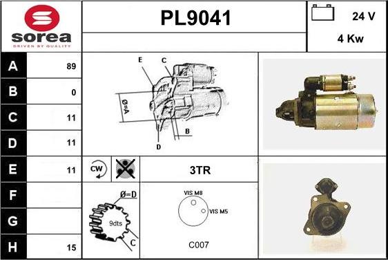 SNRA PL9041 - Starter autospares.lv