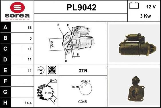 SNRA PL9042 - Starter autospares.lv