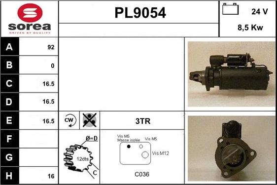 SNRA PL9054 - Starter autospares.lv