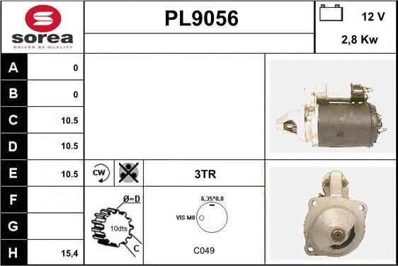 SNRA PL9056 - Starter autospares.lv