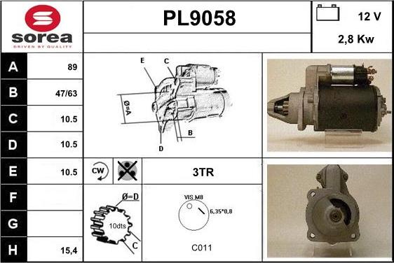 SNRA PL9058 - Starter autospares.lv