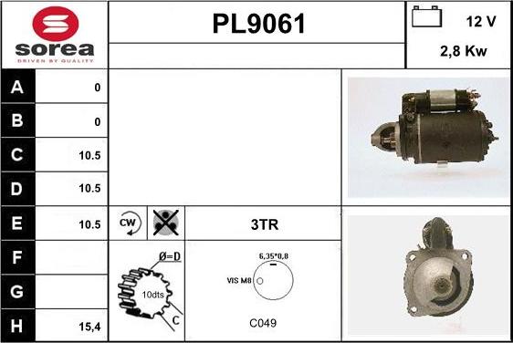 SNRA PL9061 - Starter autospares.lv