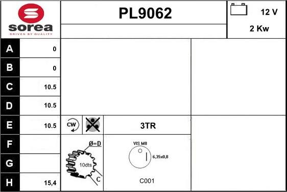 SNRA PL9062 - Starter autospares.lv