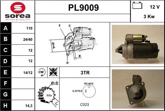 SNRA PL9009 - Starter autospares.lv