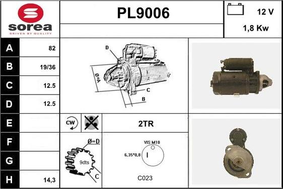 SNRA PL9006 - Starter autospares.lv